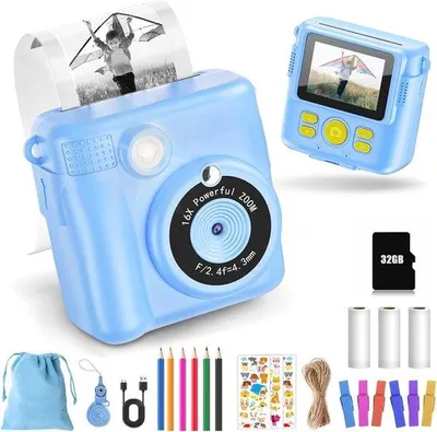 Productafbeelding van Kindercamera met Digitale Zoom en Printfunctie voor Kinderen van 3 tot 12 jaar
