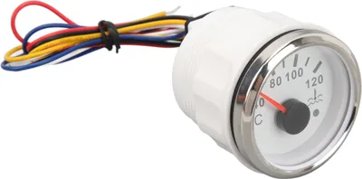 Obrázek produktu pro 52 mm ukazatel teploty vody 40 až 120 °C DC9 32 V ukazatel s podsvícením pro obytné automobily jachty rybářské lodě bílý číselník stříbrný rámeček