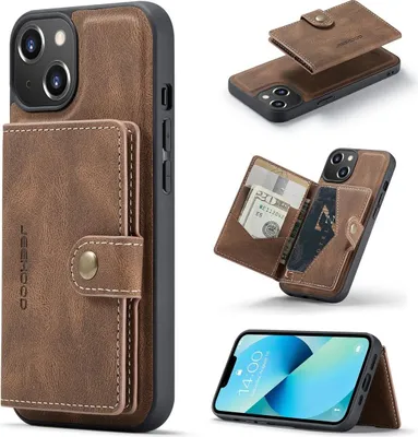 Produktbild von König Design Hülle kompatibel mit Apple iPhone 14 Plus Kunstleder Handyhülle - Handy Case Braun