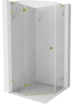 Obrázek produktu pro Mexen Lunar L pentagonální sprchová kabina výklopná levá 90 x 90 cm, transparentní, zlatá - 831L-090L-090P-50-00-L