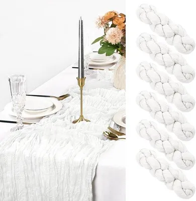 Obrázek produktu pro Bílé ubrusy z kaesedoeku, 90 x 300 cm, dekorace ve stylu boho
