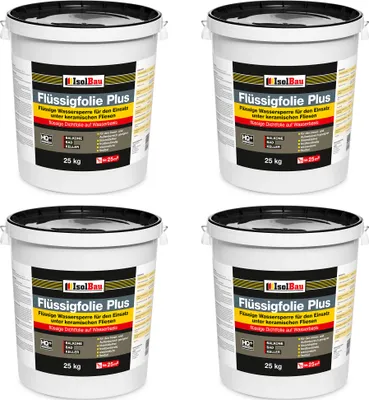 Produktbild von Isolbau Flüssigfolie PLUS  100kg - Dichtfolie für innen & Außenbereich - für Wand & Boden - Balkonabdichtung, Terrasse - Lösemittelfreie, wasserdichte Abdichtung Dichtmasse