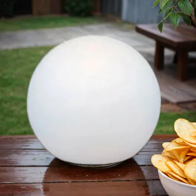 Produktbild von LED Kugellampe Solar schwimmend mit Dimmer Farbwechsel Fernbedienung IP68 Ø 20 cm Weiß RGBW Außenleuchte Garten Terrasse