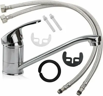 Produktbild von Yakimz Küchenarmatur 360 ° Drehbare- Wasserhahn Küche Infache Montage , Mischbatterie mit Heißer und Kalter Schlauch, Amatur Küchenspüle Chrom, Messing, Silber