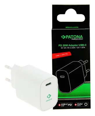 Image de Adaptateur PATONA Premium PD20W blanc 5 V/3 A USB-C