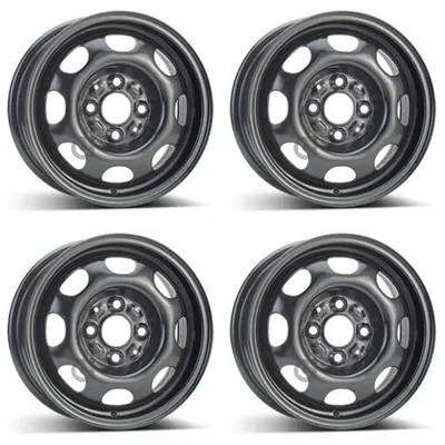 Productafbeelding van 4 stalen velgen, 5.5Jx13 inch, ET43, 4x100 boutgaten, geschikt voor Volkswagen Lupo en Polo. Set van 4