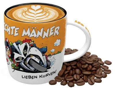 Retro Kaffeebecher 330 ml MOTOmania Kurven Geschenk für Biker