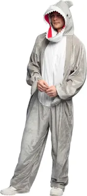 Produktbild von B88305-195 grau Herren Hai Kostüm-Overall bis max.195 cm Körpergröße