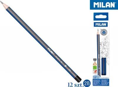 Obrázek produktu pro Ołówki trójkątne 2B Milan 12 sztuk do rysowania i szkicowania