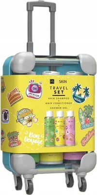 Produktbild von Hiskin Reisekoffer Mini Shampoo, Spülung, Gel / Reiseset Haarshampoo, Spülung, Duschgel 3X95Ml / 6929
