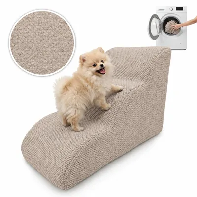 Immagine prodotto di Scala a muro per cani e gatti. RAMPA PER CANI. Scala a forma di nuvola per animali domestici, dimensioni 30x40x60 cm, 3 gradini, colore beige