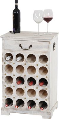 Weinregal Torre T324, Flaschenregal Regal für 20 Flaschen, 76x48x31cm, Shabby-Look, Vintage  weiß