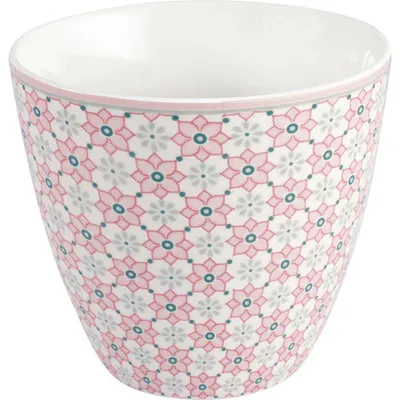 Produktbild von Greengate Latte Cup GWEN PALE PINK Rosa mit BLUMEN Kaffeebecher 300 ml