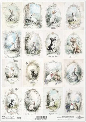 Image de ITD Papier de riz découpage Papier de bricolage Technique de la serviette R2573 Chats Chiens Lapins