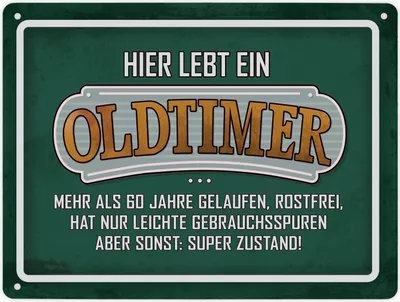 Produktbild von Metallschild XL mit Retro- Stil Motiv und Spruch: Hier wohnt ein Oldtimer