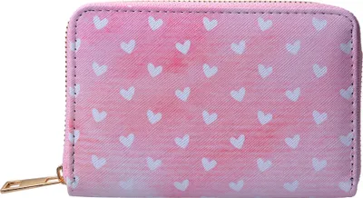 Image de Clayre & Eef Portefeuille 10x15 cm rose Polyester Coeurs