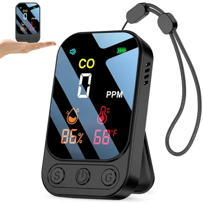 Produktbild von Tragbarer 3-in-1 Kohlenmonoxid Melder,Wiederaufladbarer CO-Detektor,120 Stunden Standby-Zeit,Akustischer & Visueller Alarm für Wohnmobil,Camping,Hotel