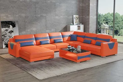 Immagine prodotto di Divano Ad Angolo A Forma Di U Grande In  Arancione Nuovo