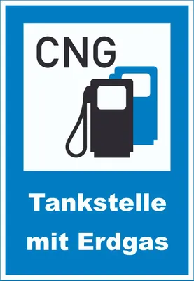 Produktbild von Tankstelle mit Erdgas Schild A5 (148x210mm)