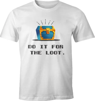 Produktbild von Herren T-Shirt Gaming Spruch do it for the loot und Motiv Schatztruhe Zocker Nerds Fun-Shirt lustig Moonworks® weiß S