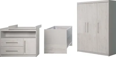 Produktbild von roba SET 'Maren 2', inkl. Kombi-Bett 70 x 140 cm, Wickelkommode & 3-türigem Schrank, Lichtgrau/Weiß