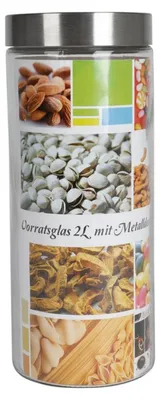 Image de Bocal à provisions 2 litres avec couvercle métallique Boîte de conservation Récipient en verre