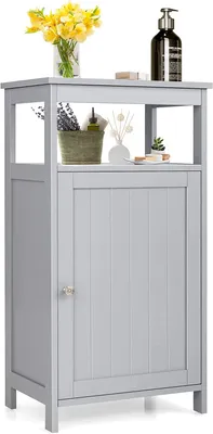Produktbild von Bodenschrank, Bodenschrank, Eckschrank, 1 oberer Regal, 1 Tür mit verstellbarem Ablage, ideal für Wohnzimmer, Schlafzimmer, Badezimmer, 45 x 30 x 84 cm (grau)