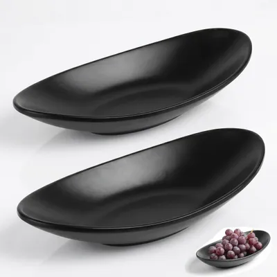 Schlüsselschale oval 2er-Set, 21,5 × 11,2 × 4,3 cm, Melaminharz, schwarz