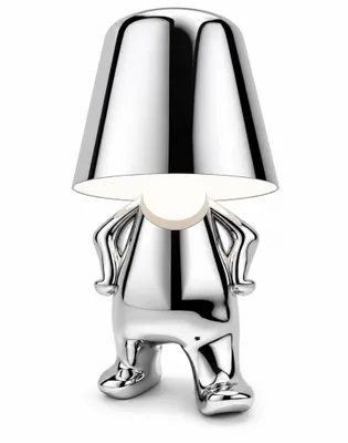 Produktbild von Thinker-Statue LED Nachttischlampe mit Touch-Steuerung,USB-Aufladung,3 Helligkeitsstufen,Kabellose Dimmbare Tischlampe,Dekorative  Nachtlicht(SilverB)