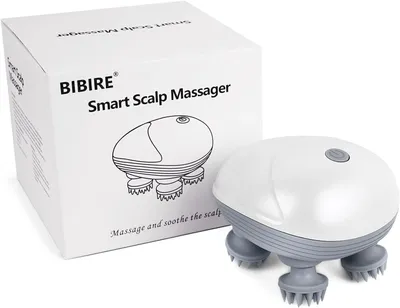 Produktbild von Elektrischer Kopfmassager, kabelloser Handmassager, Kopfhautmassager, IPX7 wasserdicht, mit 4 Massageköpfen und 3 Massageprogrammen