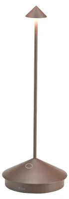 Immagine prodotto di Lampada a led da tavolo Pina Pro Corten ricaricabile e dimmerabile senza fili Zafferano 2200-2700-3000K IP54 Batteria da 12h