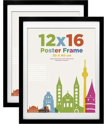 Productafbeelding van Fotolijst, houten frame, acrylglas, passe-partout, 30x40 cm, set van 2, zwart