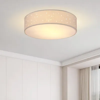 Image de MONZANA® Plafonnier Ciel étoilé Rond Ø 30cm Abat-jour Tissu 40 Watt Séjour Chambre Plafonnier Tissu Lampe blanc 1xE27 Lampe plafond ronde