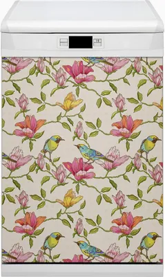 Produktbild von Magnete  Dekorative Magnet Folie für Geschirrspüler 45x80 cm Küche  - Blumen und Vögel