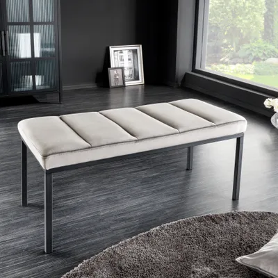 Produktbild von Design Sitzbank PETIT BEAUTÉ 80cm grau Samt schwarzes Gestell