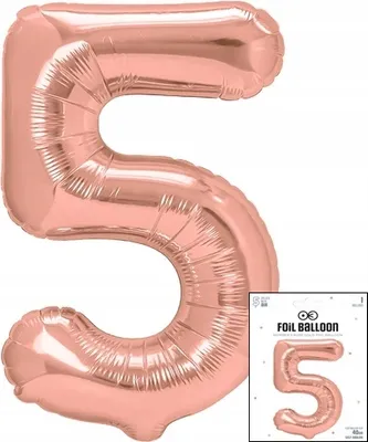 Obrázek produktu pro Fóliový balónek DIGITAL 5 ROSE GOLD NA NAROZENINOVOU PÁRTY 40cm