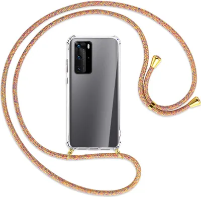 Produktbild von Handykette Backcover-Schutzhülle mit Band (Metall goldfarben) für Huawei P40 - Rainbow