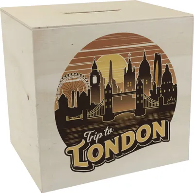 Produktbild von Trip to London - London Cityscape Spardose aus Holz