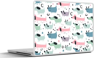 Produktbild von MuchoWow® Laptop Aufkleber Sticker Cover Muster - Hund - Zeichnung - Jungen - Mädchen - Kinder - Kinder 36.5x27.5 cm - Laptop-Sticker