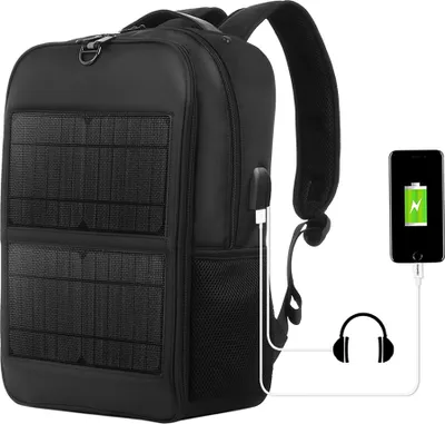 Obrázek produktu pro Outdoorový batoh, 14 W solární batoh, dva USB porty, voděodolný nylonový batoh, vhodný pro outdoorové aktivity, turistiku a horolezectví