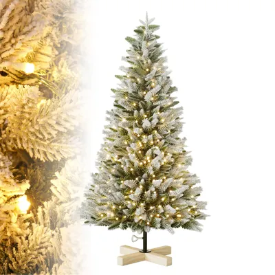 Zdjęcie produktu dla XMTECH 180 cm choinka premium z 350 diodami LED i śniegiem, sztuczne, realistyczne, gęste gałęzie