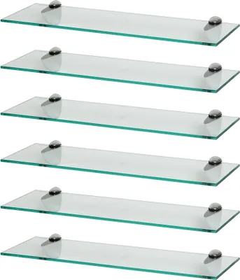 Produktbild von Harbour Housewares Schwebende Glas-Badezimmerregale – 60 cm – 6er-Pack