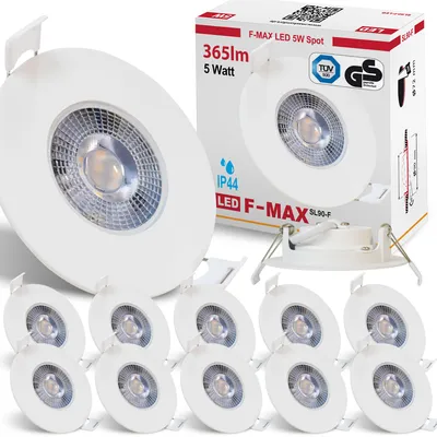 Produktbild von 12 x Maxkomfort F-MAX SL90-F Einbauspot 3-Stufen-dimmbar IP44 5W Weiß