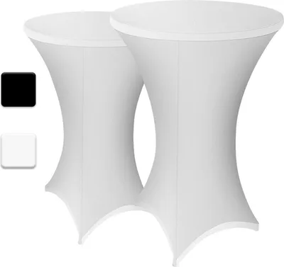 Produktbild von 2x Stehtischhusse Stretch Stehtisch Tisch Husse Bistrotisch weiß Ø 70 cm
