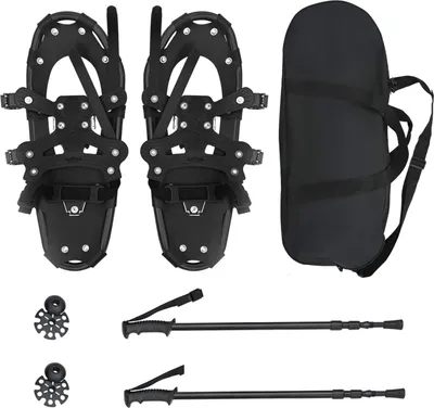 Zdjęcie produktu dla Rakiety śnieżne 3 w 1 z kijami trekkingowymi Czarny 53 x 21 cm