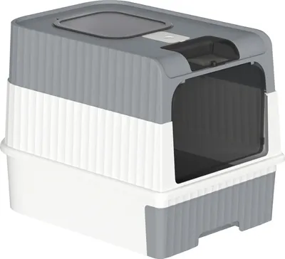 Image de Bac à litière avec couvercle Plateau extensible Pelle 49*37*35cm Gris