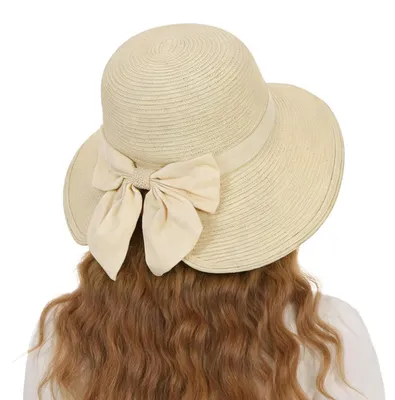 Produktbild von Damen Sommerhut mit breiter Krempe und Schleife aus Papierstroh, Einheitsgröße