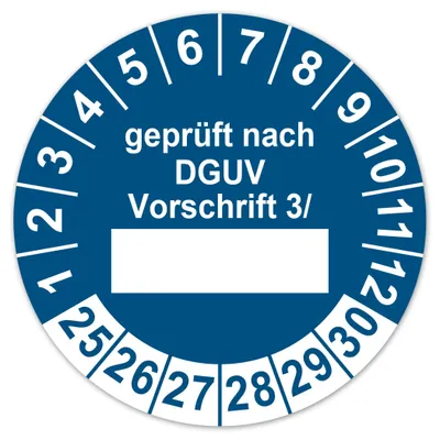 Prüfplakette DGUV V3, 30 mm, 2025-2030, Vinyl, selbstklebend