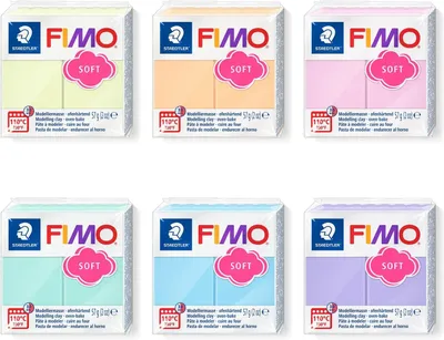 Productafbeelding van Fimo effect modelleermassa - 6 blokken in pastelkleuren van elk 57 g - Soepele