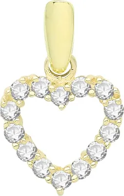Produktbild von Schöner 9 Karat (375) Gold Herz Damen - Anhänger mit Zirkonia - 13mm*8mm; TRS34423